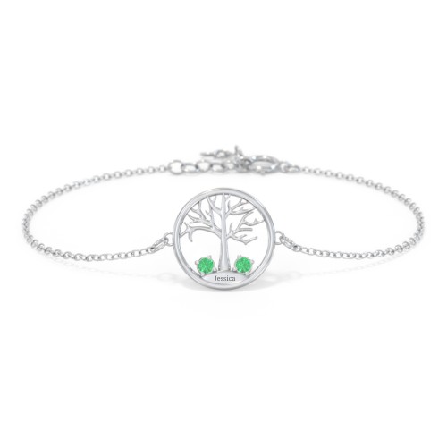 1 - 4 Stone Family Tree Bracelet – Sterling Silver with Emerald