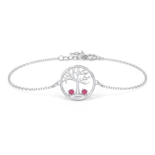 1 - 4 Stone Family Tree Bracelet – Sterling Silver with Ruby