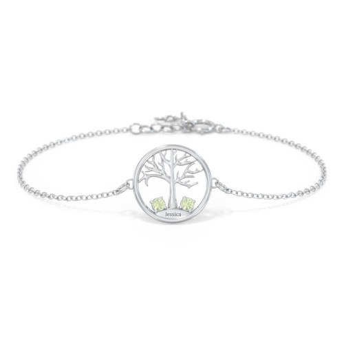 1 - 4 Stone Family Tree Bracelet – Sterling Silver with Peridot