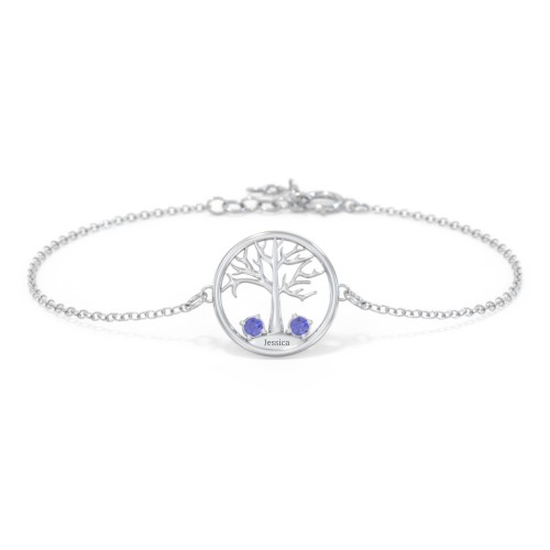 1 - 4 Stone Family Tree Bracelet – Sterling Silver with Blue Sapphire