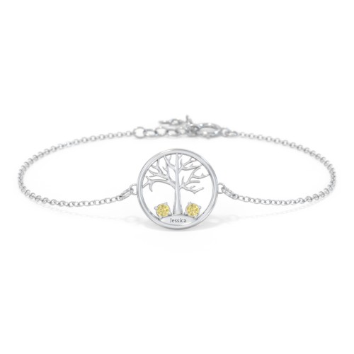 1 - 4 Stone Family Tree Bracelet – Sterling Silver with Citrine