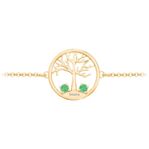 1 - 4 Stone Family Tree Bracelet – 10K Yellow Gold with Emerald