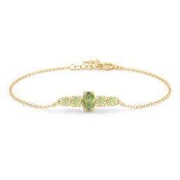 Oval Center with 4 Side Round Stones Bracelet
