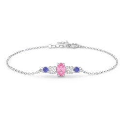 Oval Center with 4 Side Round Stones Bracelet