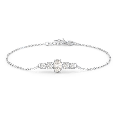 Oval Center with 4 Side Round Stones Bracelet
