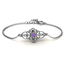 Vintage Star of David Bracelet in 925 Sterling Silver with Amethyst