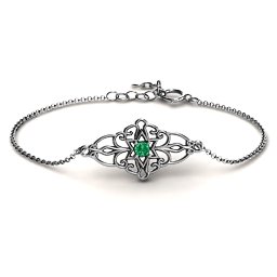 Vintage Star of David Bracelet in 925 Sterling Silver with Emerald