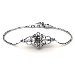Vintage Star of David Bracelet in 925 Sterling Silver with Smokey Quartz