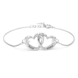 Interlocking Heart Promise Bracelet with Two Stones