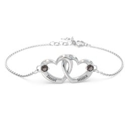 Interlocking Heart Promise Bracelet with Two Stones