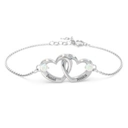 Interlocking Heart Promise Bracelet with Two Stones