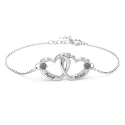Interlocking Heart Promise Bracelet with Two Stones