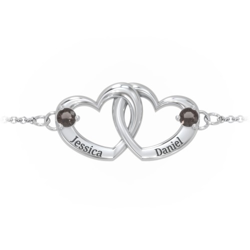 Interlocking Heart Promise Bracelet with Two Stones