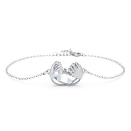 Pinky Swear Promise Bracelet in 925 Sterling Silver with Aquamarine