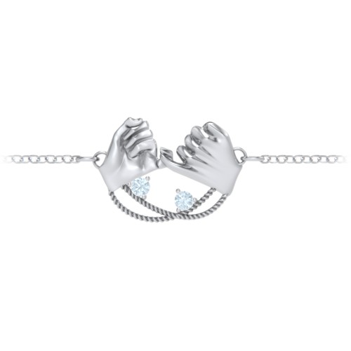 Pinky Swear Promise Bracelet – Sterling Silver with Aquamarine