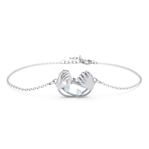 Pinky Swear Promise Bracelet – Sterling Silver with Aquamarine