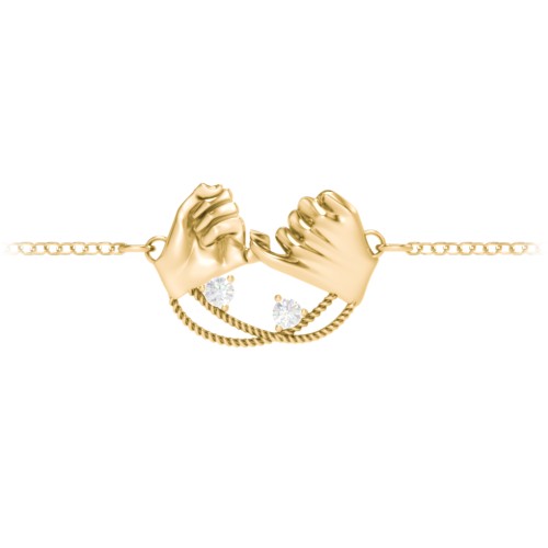 Pinky Swear Promise Bracelet – 18K Gold Plated Silver with Diamond