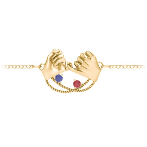 Pinky Swear Promise Bracelet – 18K Gold Plated Silver with Blue Sapphire and Garnet