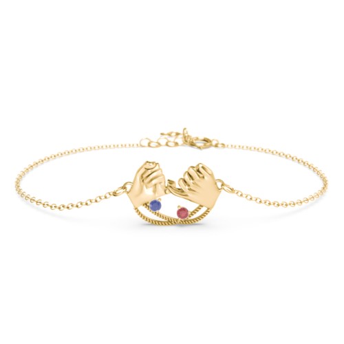 Pinky Swear Promise Bracelet – 18K Gold Plated Silver with Blue Sapphire and Garnet