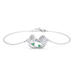 Pinky Swear Promise Bracelet in 925 Sterling Silver with Emerald