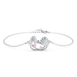 Pinky Swear Promise Bracelet in 925 Sterling Silver with Pink Tourmaline