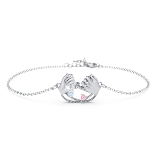 Pinky Swear Promise Bracelet – Sterling Silver with Aquamarine and Pink Tourmaline