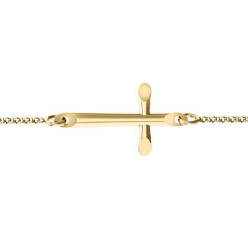 Modern Cross Bracelet – 10K Yellow Gold