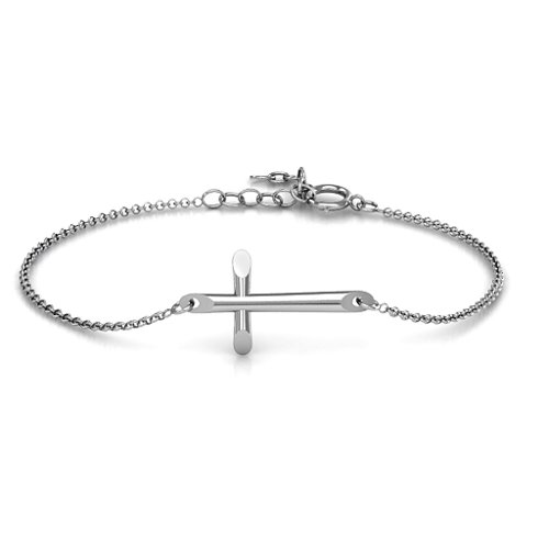 Modern Cross Bracelet – Sterling Silver