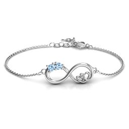 Double the Love Infinity Bracelet in 925 Sterling Silver with Aquamarine