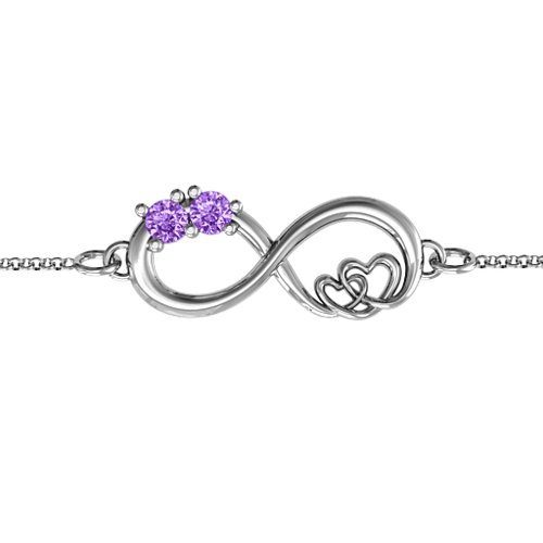 Double the Love Infinity Bracelet – Sterling Silver with Amethyst