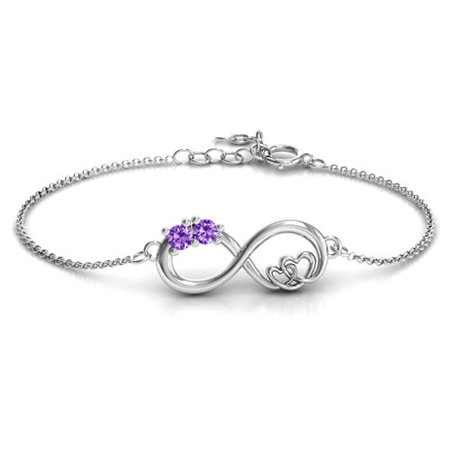 Double the Love Infinity Bracelet – Sterling Silver with Amethyst