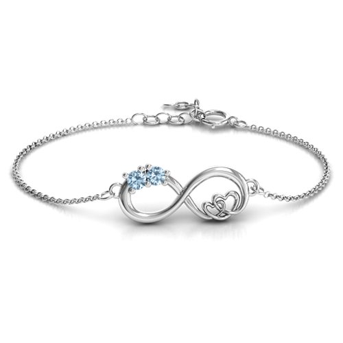 Double the Love Infinity Bracelet – Sterling Silver with Aquamarine