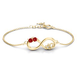 Double the Love Infinity Bracelet in 18K Gold Plated Silver with Garnet