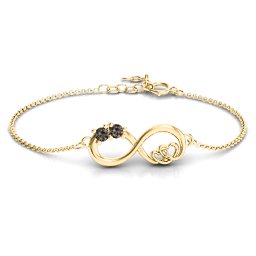 Double the Love Infinity Bracelet in 18K Gold Plated Silver with Smokey Quartz