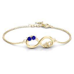Double the Love Infinity Bracelet in 18K Gold Plated Silver with Blue Sapphire
