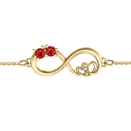 Double the Love Infinity Bracelet – 18K Gold Plated Silver with Garnet