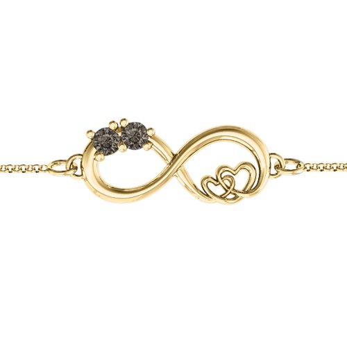 Double the Love Infinity Bracelet – 18K Gold Plated Silver with Smokey Quartz