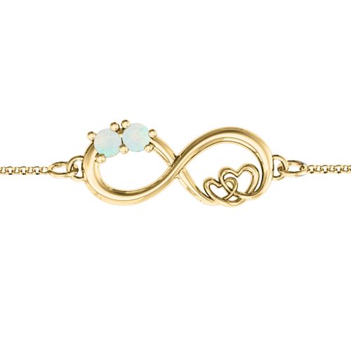 Double the Love Infinity Bracelet – 18K Gold Plated Silver with Opal