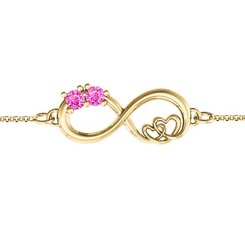 Double the Love Infinity Bracelet – 18K Gold Plated Silver with Pink Tourmaline