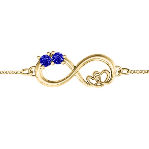 Double the Love Infinity Bracelet – 18K Gold Plated Silver with Blue Sapphire
