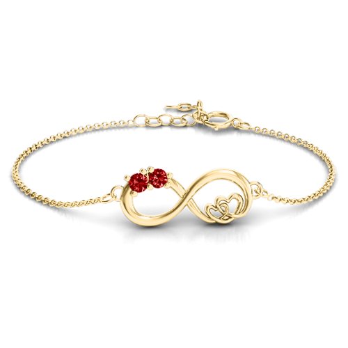 Double the Love Infinity Bracelet – 18K Gold Plated Silver with Garnet