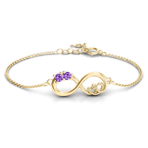 Double the Love Infinity Bracelet – 18K Gold Plated Silver with Amethyst