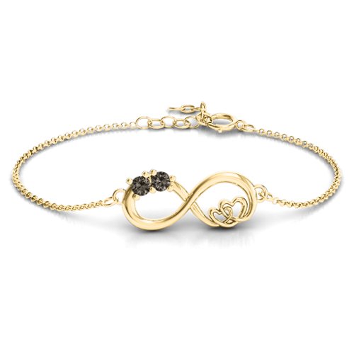 Double the Love Infinity Bracelet – 18K Gold Plated Silver with Smokey Quartz