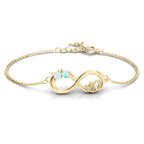 Double the Love Infinity Bracelet – 18K Gold Plated Silver with Opal