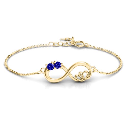 Double the Love Infinity Bracelet – 18K Gold Plated Silver with Blue Sapphire
