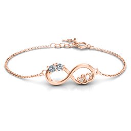 Double the Love Infinity Bracelet in 10K Solid Rose Gold