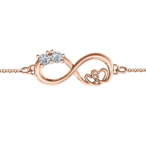 Double the Love Infinity Bracelet – 10K Rose Gold with Cubic Zirconia