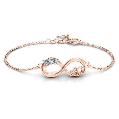 Double the Love Infinity Bracelet – 10K Rose Gold with Cubic Zirconia
