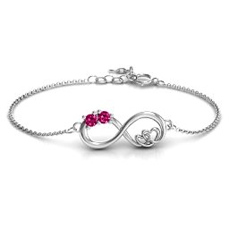 Double the Love Infinity Bracelet in 925 Sterling Silver with Ruby