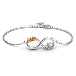 Double the Love Infinity Bracelet in 925 Sterling Silver with Citrine